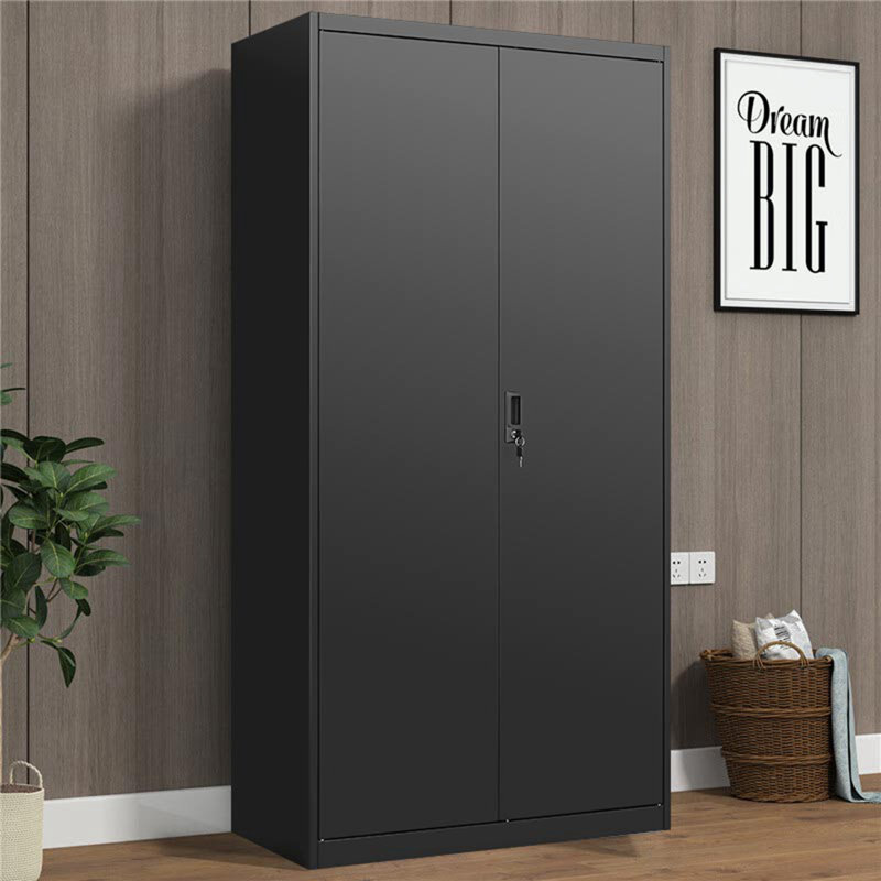 Armoire-penderie en métal avec tringle, tablettes réglables et portes