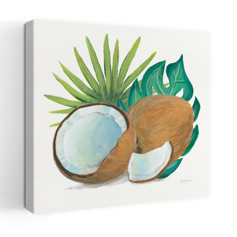 Cocotier V, palmier abstrait, art tropical, H 36 po x l 36 po