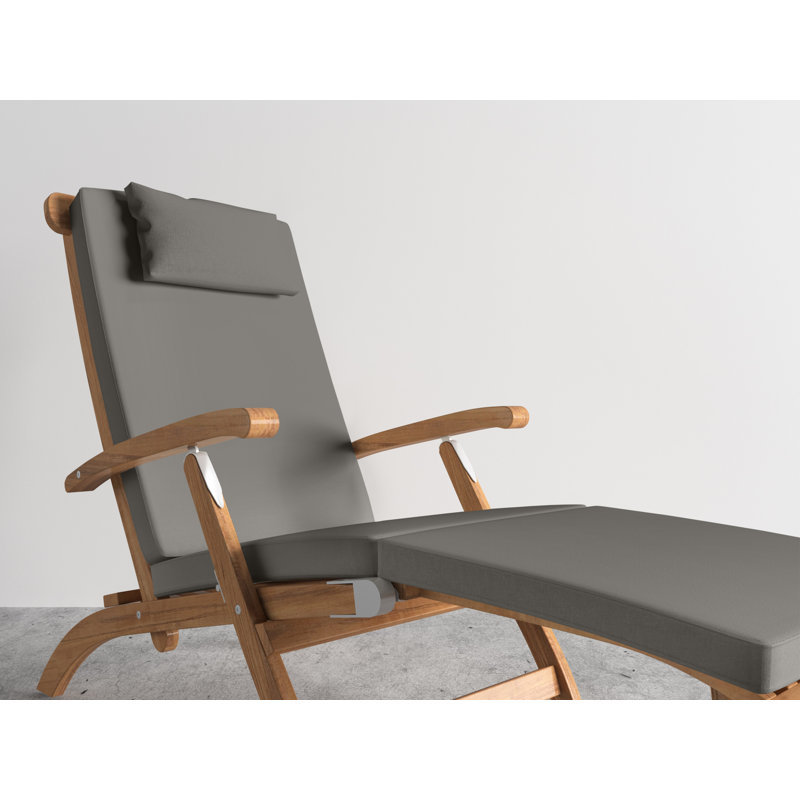 Steamer Reclining Chaise Lounge with Sunbrella Canvas Cushion, Charcoal Grey Sunbrella®