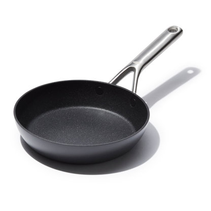 OXO Obsidian Carbon Steel 12 Bbq Fry Pan with Silicone Sleeve Black