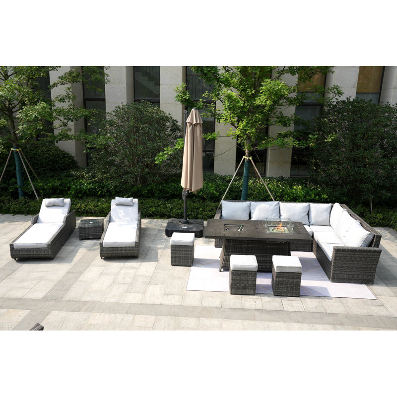 Aliaksey 11 - Person Patio Conversation Set with Cushions