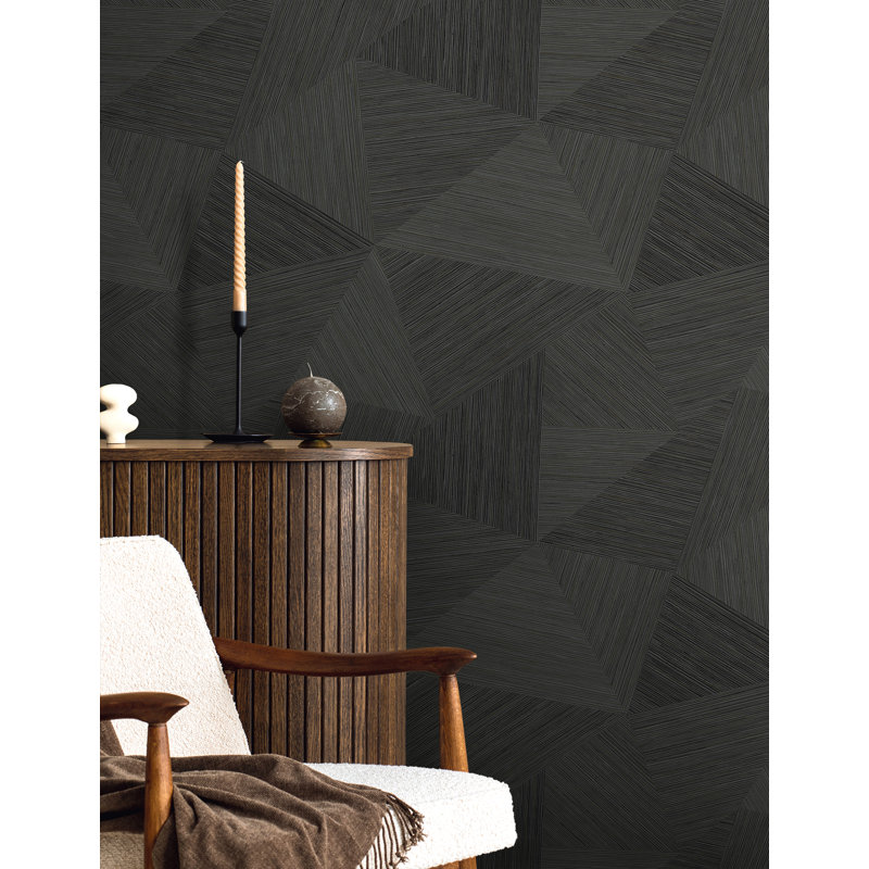  Papier peint en vinyle non collé Designs Middleton Triangles, Gris anthracite métallique