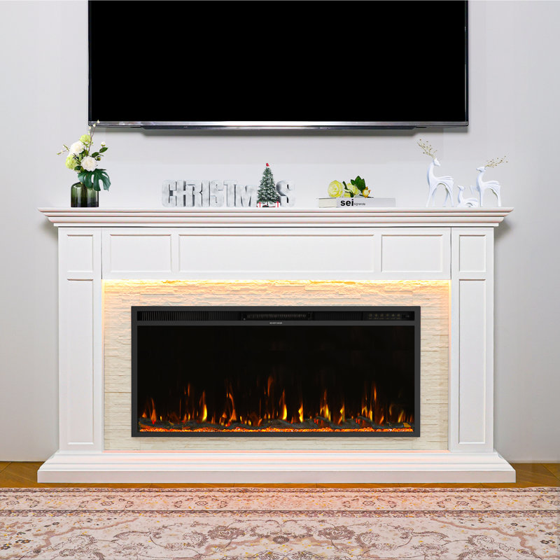 Surround Electronic Fireplace, Brass