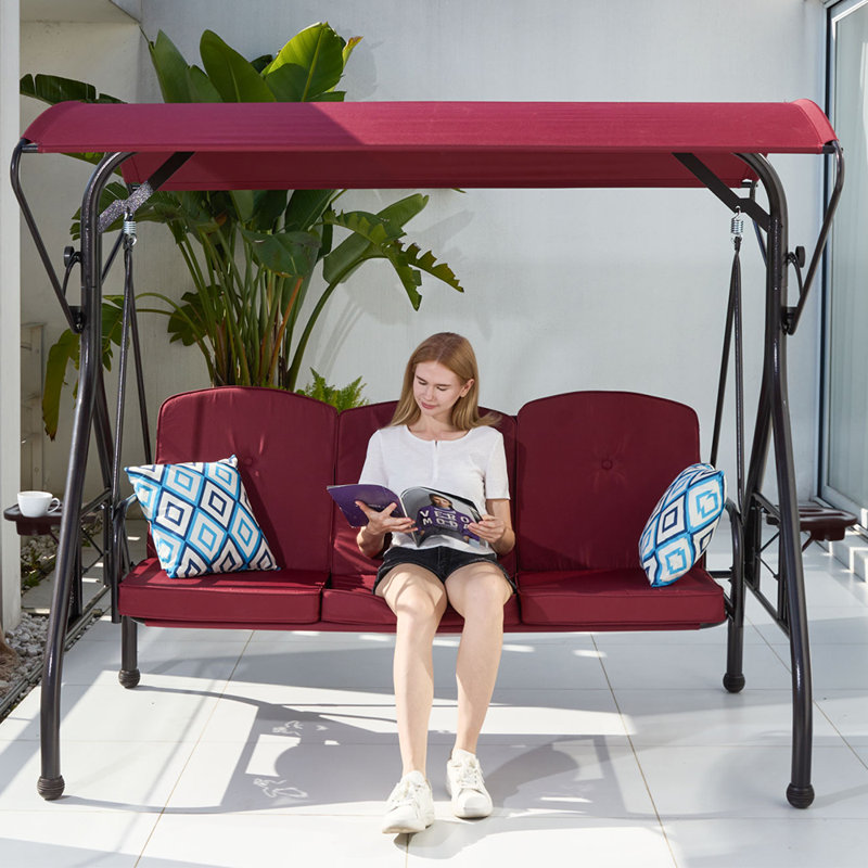 Balancelle à 3 places avec balancelle et chaise de patio, Rouge