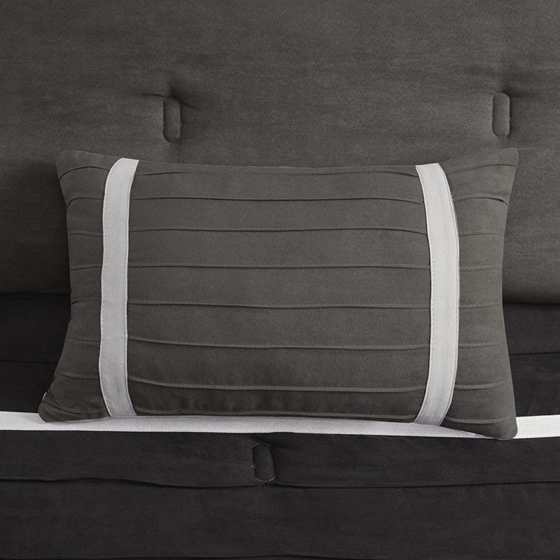 Édredon noir très grand - 7 pièces en faux suède avec lit élégant de taille classique, Black