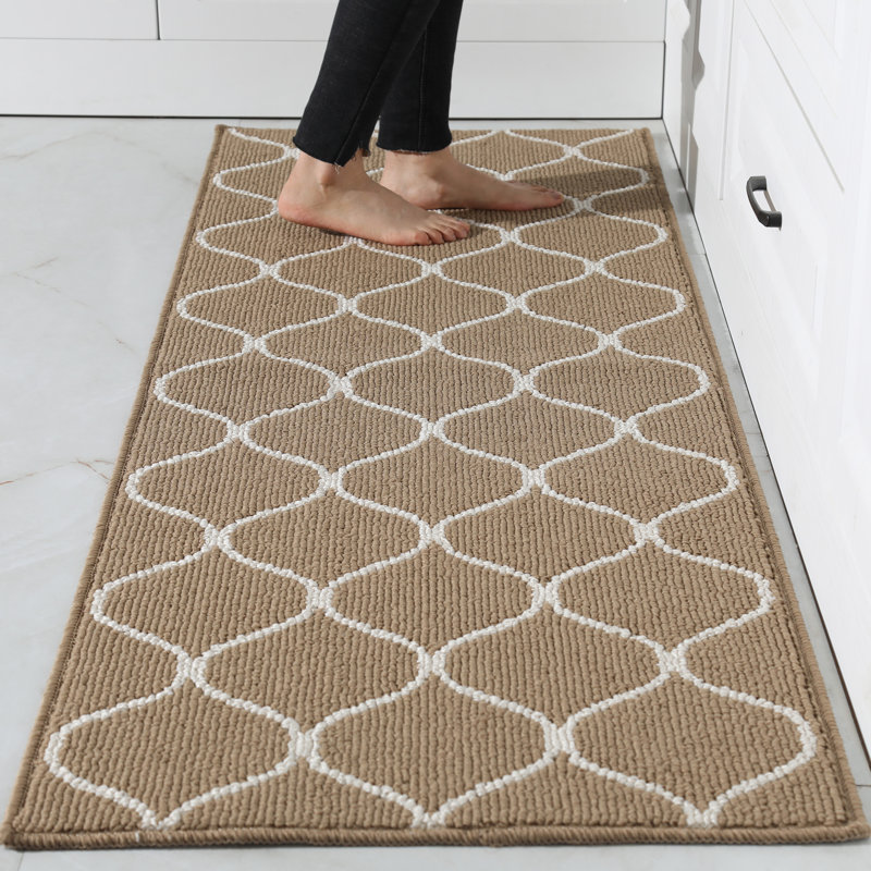 Tapis de cuisine antidérapant, super absorbant et résistant aux taches pour la cuisine, la lessive et l'évier, Beige