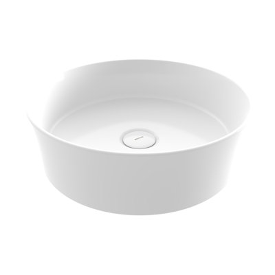 Sottile Slim Line Round Countertop Bowl - 38cm Without Tap Hole in Gloss White
