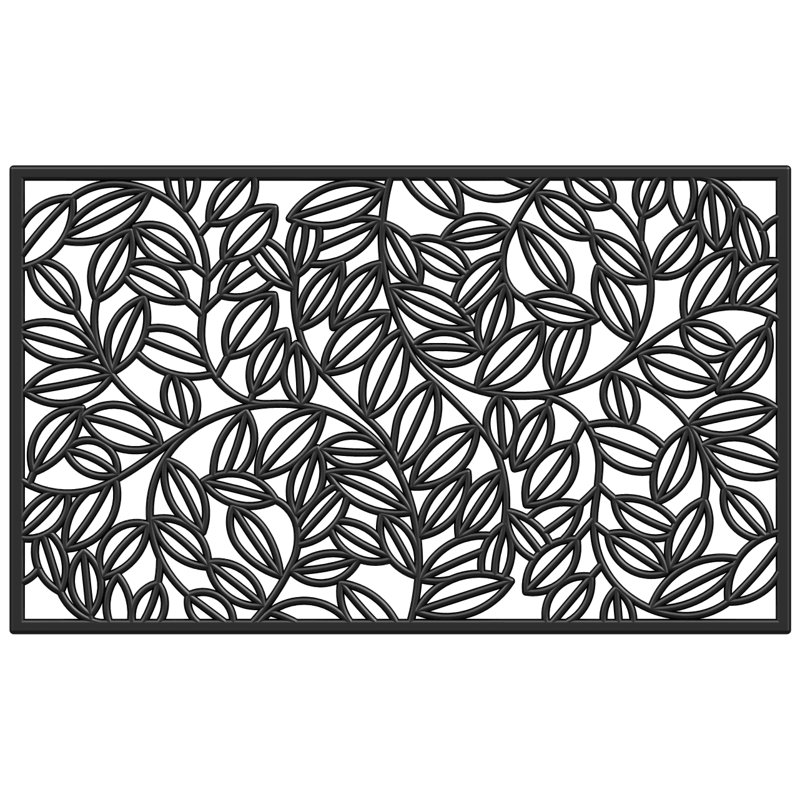 Black 18 x 30 Inch Rubber Outdoor Doormat with Vine Design