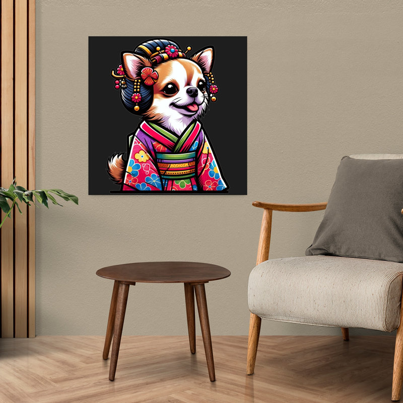 Art contemporain, art de chien traditionnel, H 24 po x l 24 po