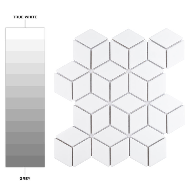Hudson Rhombus 2'' x 3'' Porcelain Novelty Wall & Floor Tile, Matte White