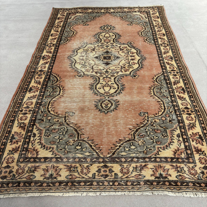Tapis en laine 60,2 x 105,5 pouces, patchwork traditionnel brun
