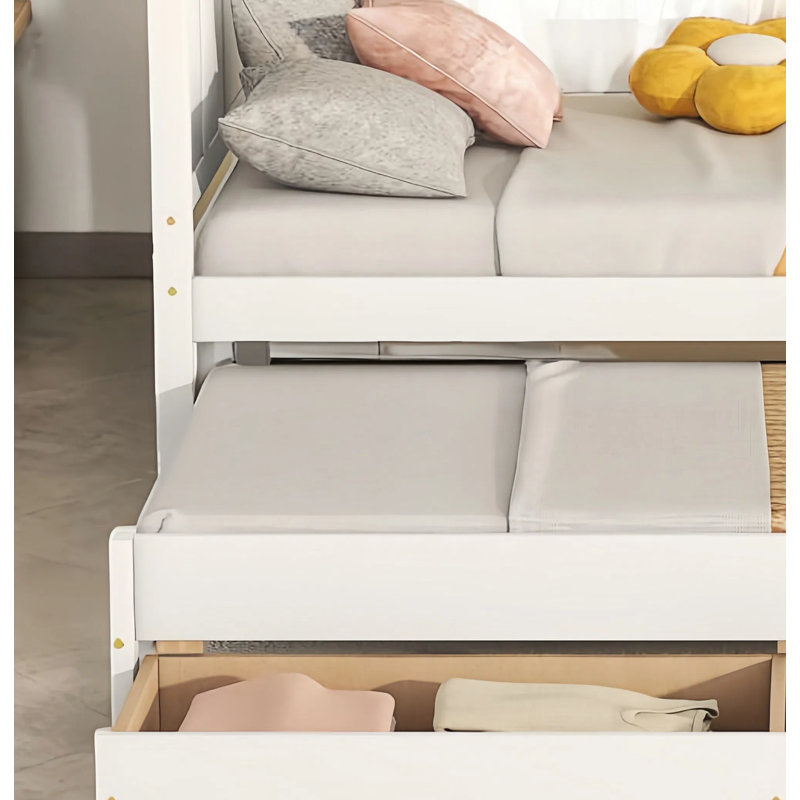 Lit plateforme moderne avec lit gigogne et tiroirs Modern, Blanc