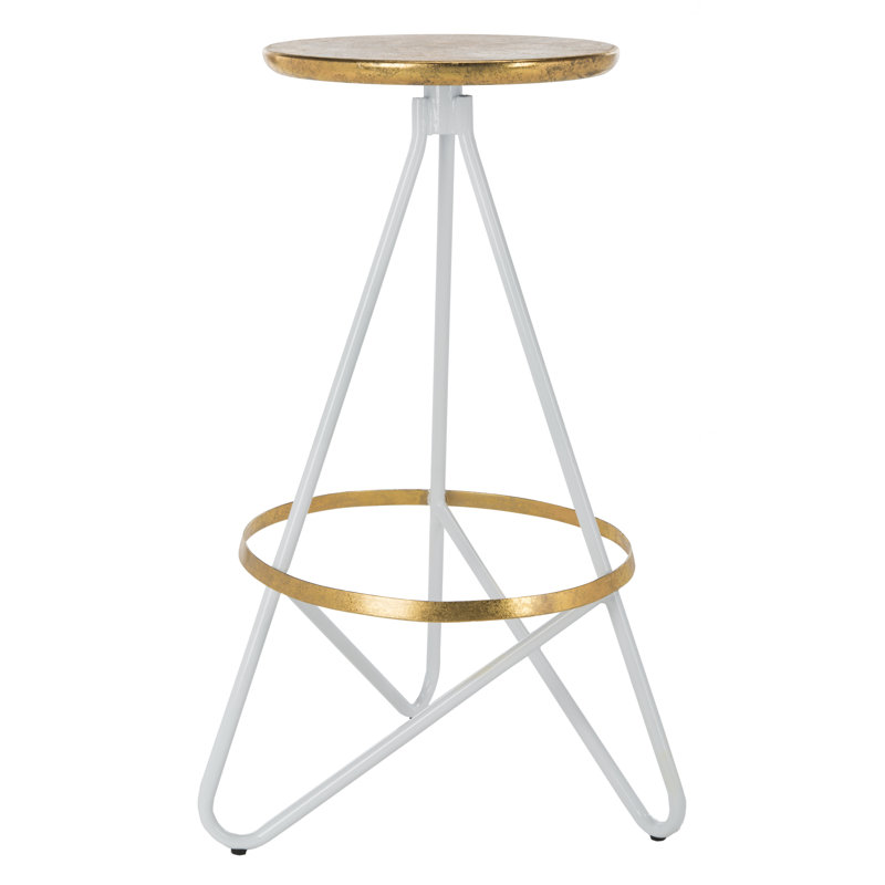 Artemis Counter Stool with Metal Frame, White/Gold