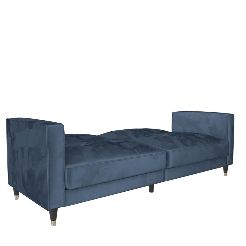 Novelle 81" Velvet Square Arm Convertible Sofa, Blue