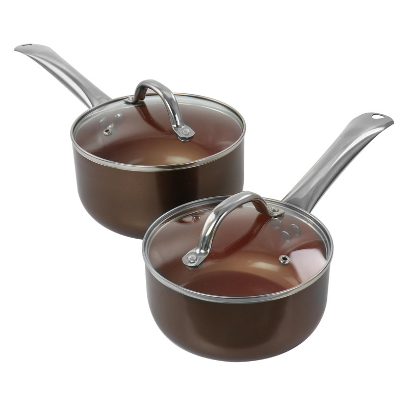 Copper Nonstick Aluminum 10-Piece Cookware Set with Stainless Steel Handles