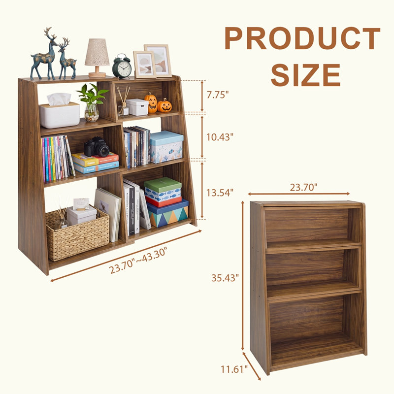 Bibliothèque extensible, bibliothèque convertible 3 en 1 pour petits espaces, étagère échelle à 3 niveaux pour salon, bureau, chambre