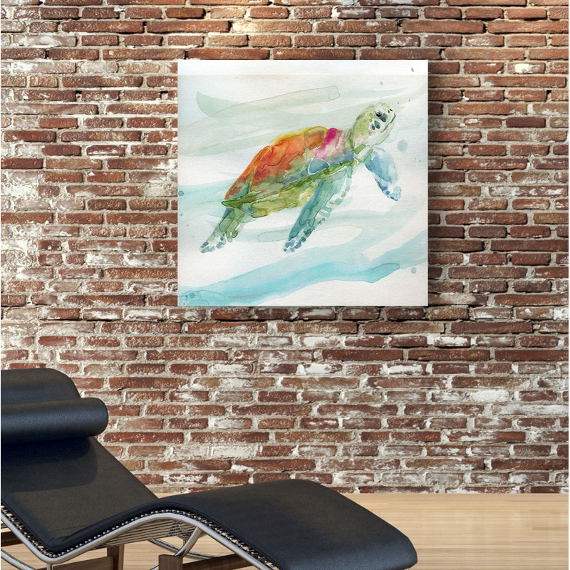 « turtle tropiques i », peinture, H 16 po x l 16 po x p 1,5 po, Toile tendue