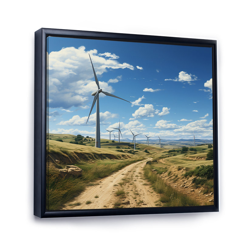" Wind Turbines In Wind Farm II ", Black Floater Framed, 30" H x 30" W x 1" D