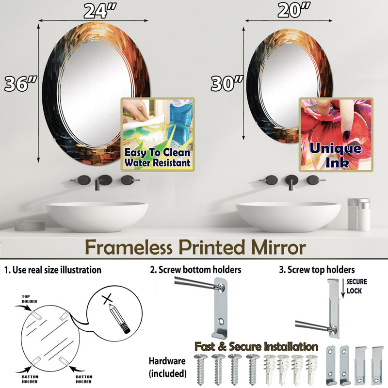 Miroir mural Zionah, 36 po x 24 po