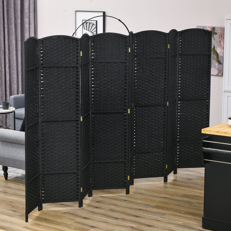 Room Divider, 8 Panel Folding Privacy Screen, Beige