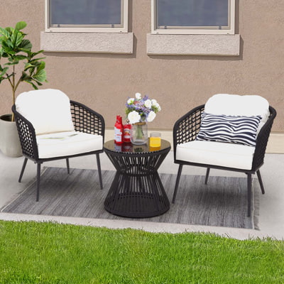 Prielle Round 2 - Person Outdoor Bistro Set with Cushions by Corrigan Studio