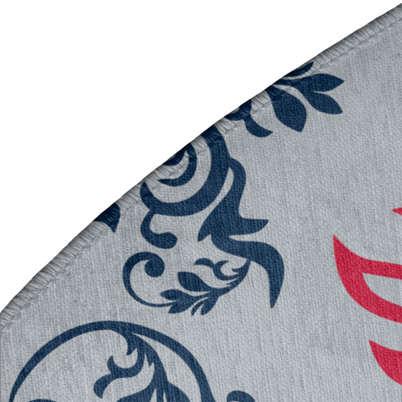 Tapis rond argenté à motif damassé baroque