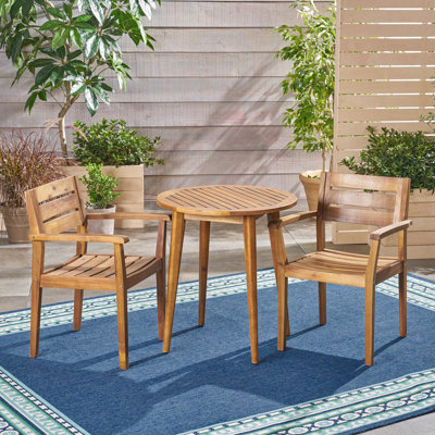Arvia 2 - Person Acacia Wood Patio Dining Set with Round Table