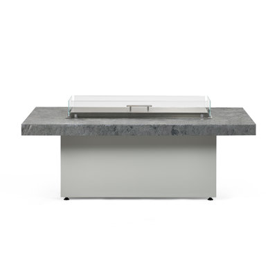 Jaquella Rectangle Stone Propane Smokeless Fire Pit Table with Lid