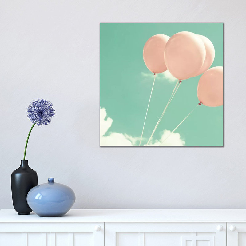 Blush Pink Balloons by Caroline Mint - Print on Canvas, Wrapped Canvas, 45.72 cm H x 45.72 cm W x 1.91 cm D