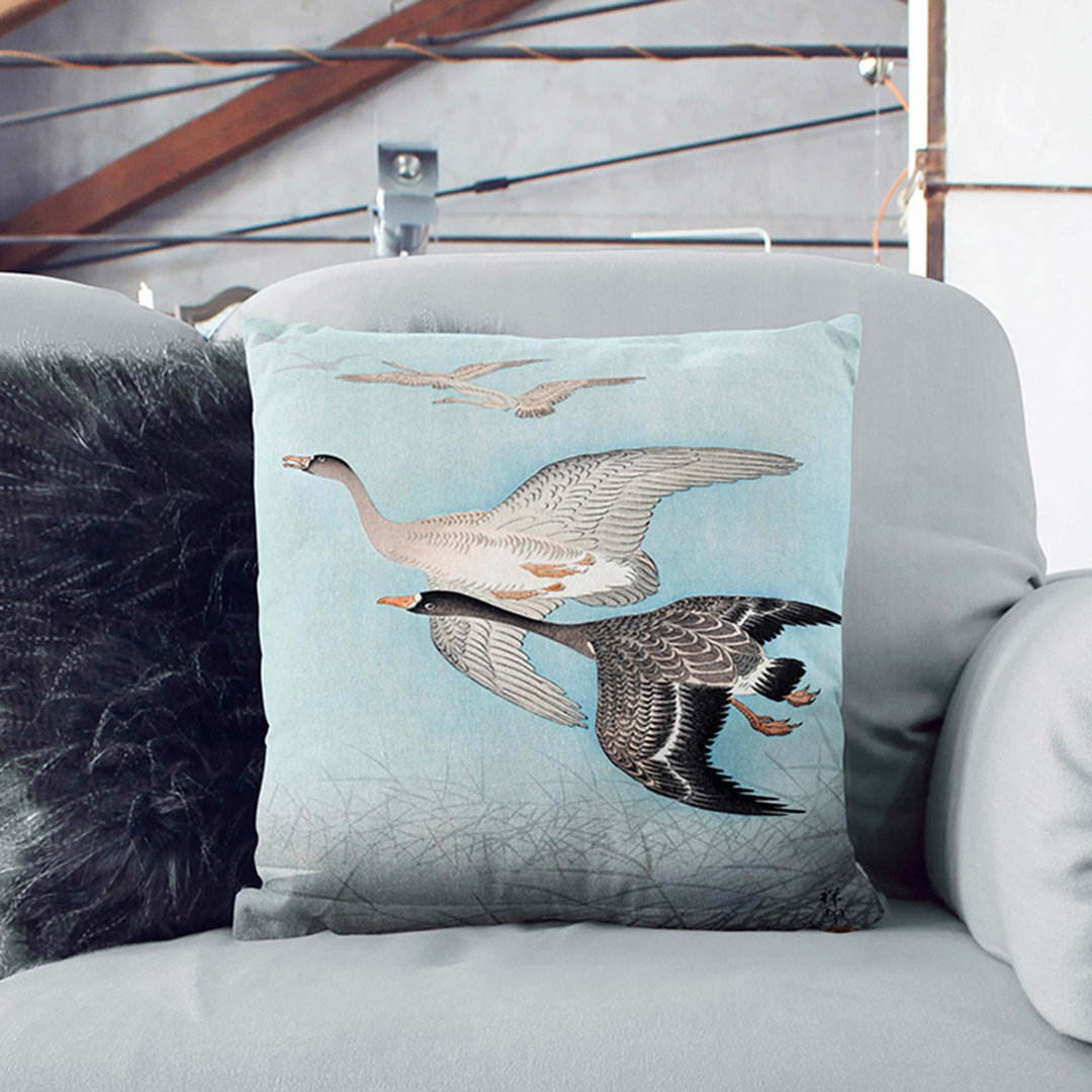 Great Geese in Flight by Ohara Koson Cushion with Filling
