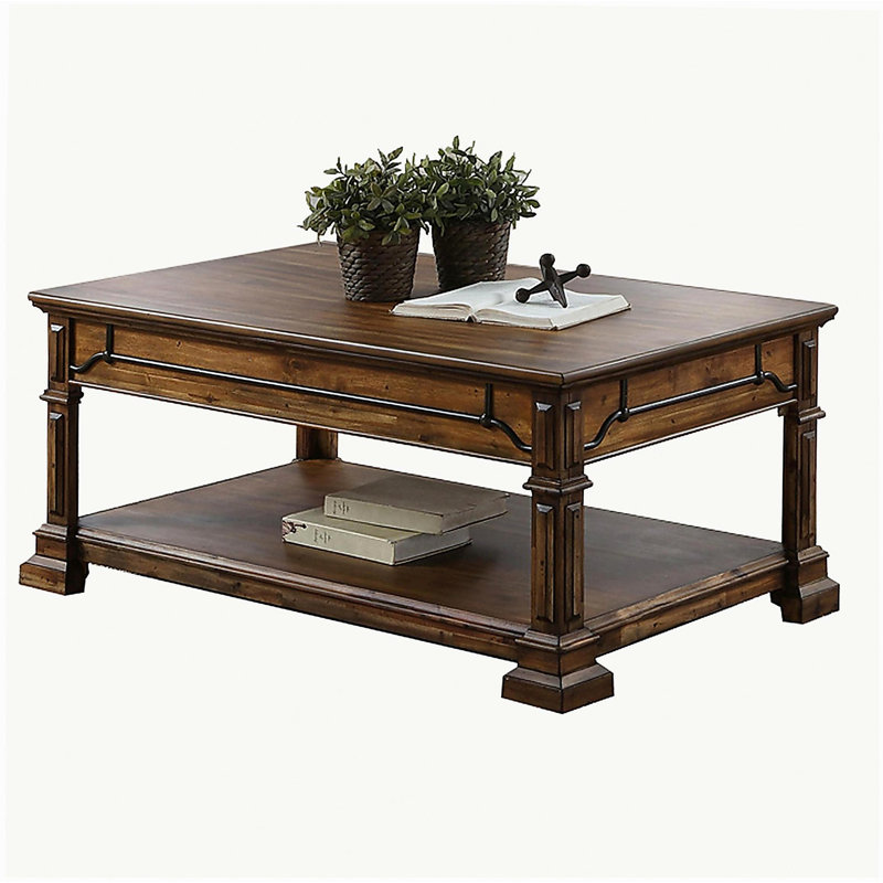 Table basse Barclay 48 po, aucun assemblage requis, finition acacia rustique