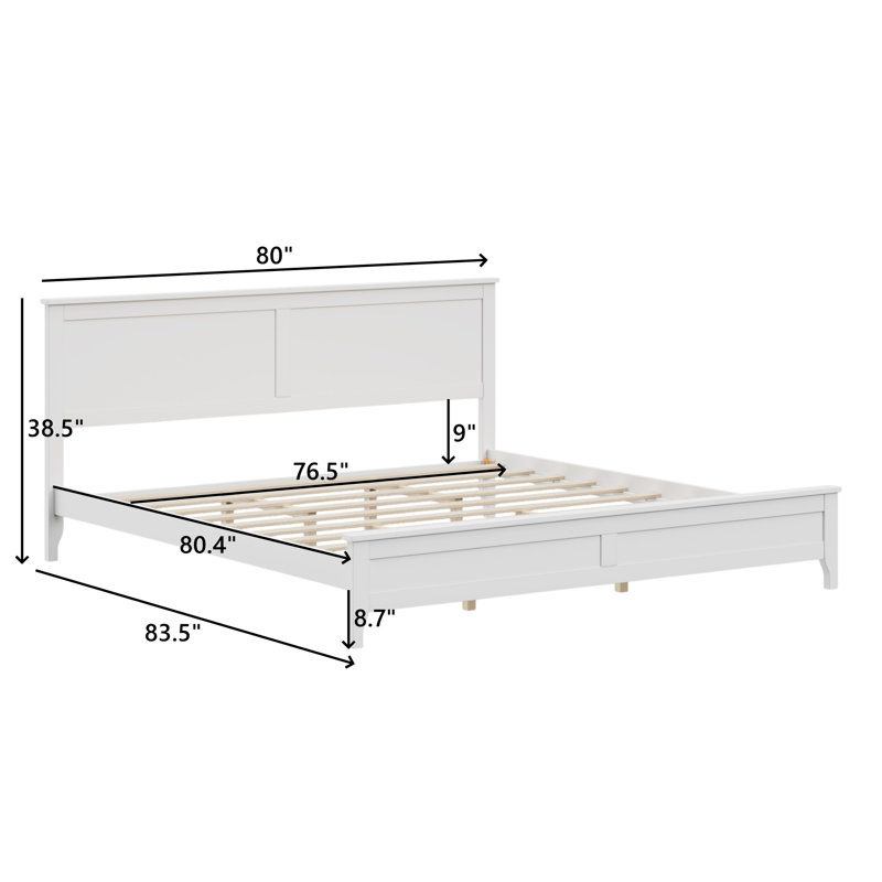 Lit plateforme Minimalist, Blanc, Très grand