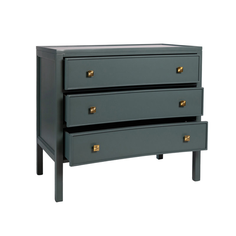 Grayson Solid Wood 3 - Drawer Accent Chest, Green Black