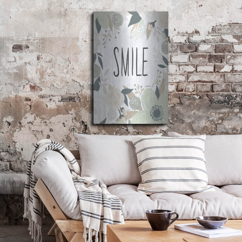 «Happy certaines pensées 3 neutres» par Anne Tavoletti, art mural en métal, H 36 po x l 24 po