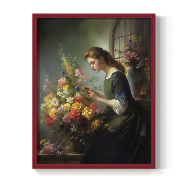 Reproduction encadrée WOMEN Series CDXLV III - bois massif, H 11 po x l 9 po, Rouge