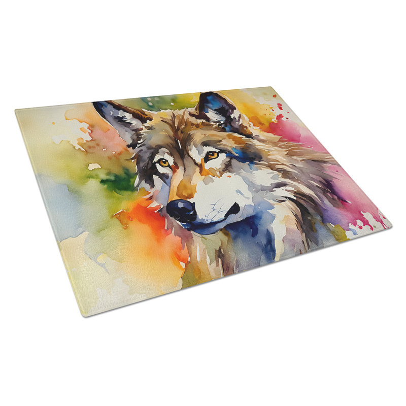 Wolves Wolf  Glass Cutting Board Large