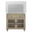 Meuble TV Corretta de style ferme pour téléviseur de 43 pouces avec portes vitrées et tiroir, meuble télé universel en bois avec rangements, console télé pour salon ou chambre, gris délavé-954634544-944717852