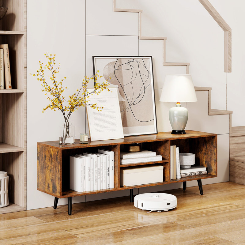47.5" Console Cabinet For 55-inch Tvs With Storage Shelves Heavy-duty Metal Legs, Brown