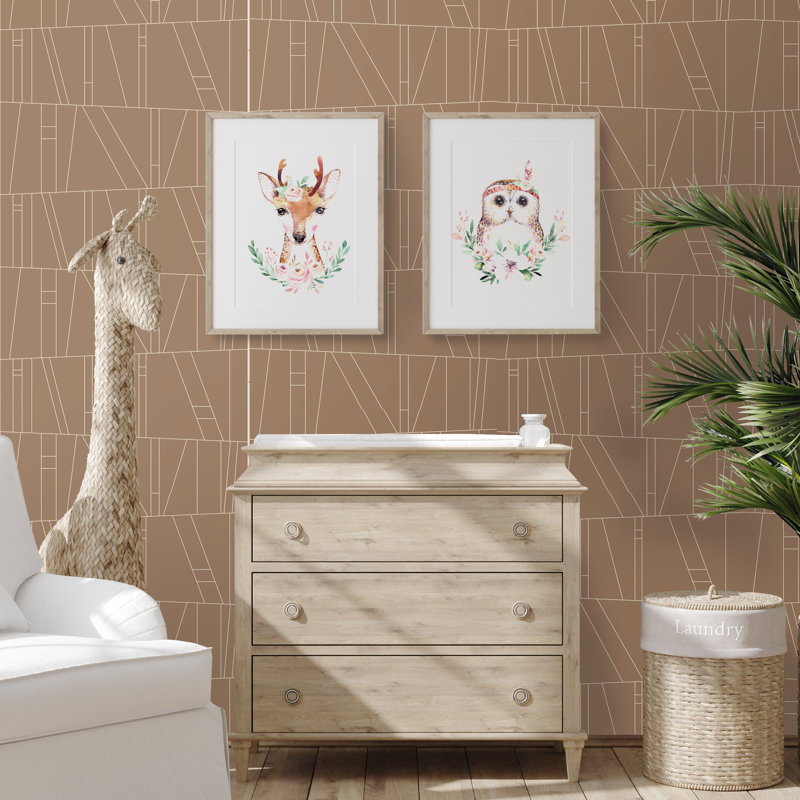 Kazi 10' L x 25" W Peel and Stick Wallpaper Roll, Mocha, Self-adhesive