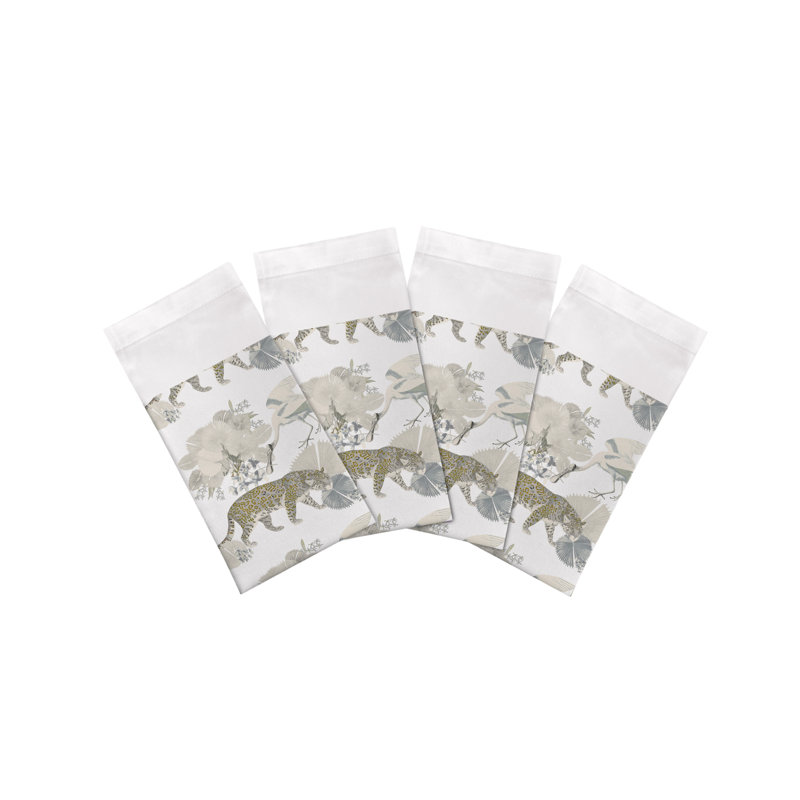Leopard Walk Cotton Sateen Dinner Napkins, Cameo