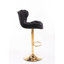 Ensemble de 2 tabourets de bar, avec repose-pieds chromé et base pivotante à hauteur réglable en velours mécanique + tabouret de bar simple Golden Leg - noir-117042364-117042366