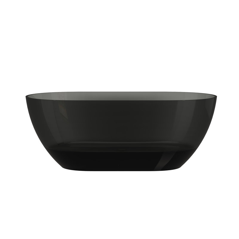 Marfa 59'' x 30'' Runway Semi Transparent Resin Freestanding Soaking Bathtub, Black