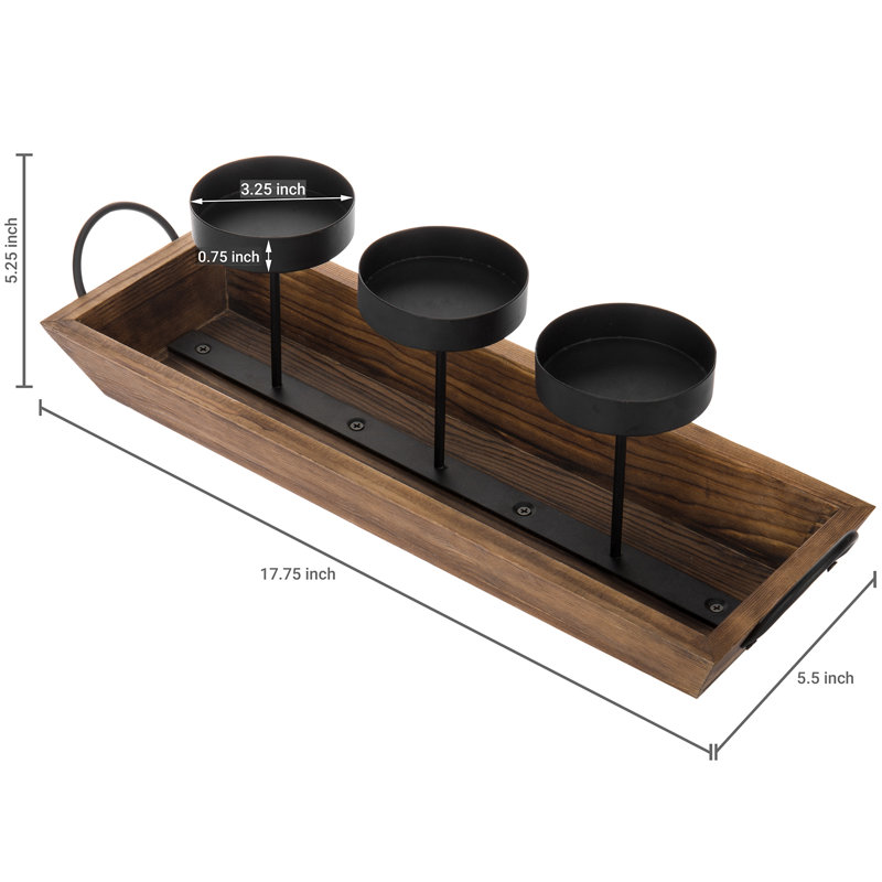 Plateau candélabre de table en métal à 3 piliers