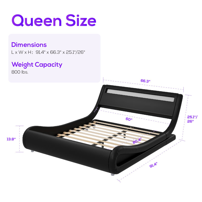 Charlesten Vegan Leather Metal Platform Bed