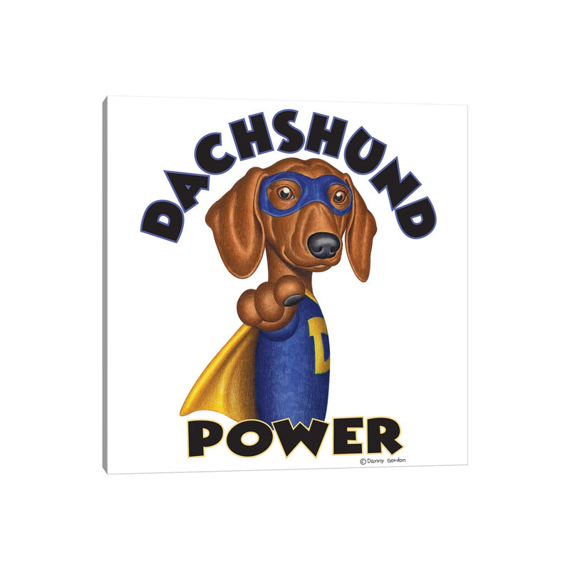 Dachshund Power Super Hero by Danny Gordon - Wrapped Canvas Gallery-Wrapped Canvas Giclée, Wrapped Canvas, 37" H x 37" W