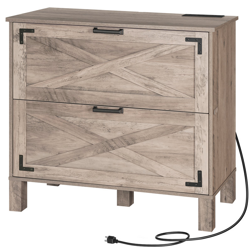 31.5'' Wide 2 -Drawer File Cabinet with Charging Station