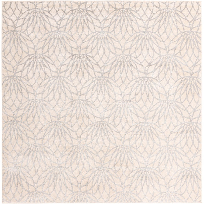 Tapis contemporain blanc cassé Alyciana, Carré 7 pi 10 po x 7 pi 10 po