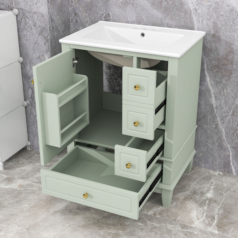 Meuble-lavabo avec lavabo, tiroirs et porte