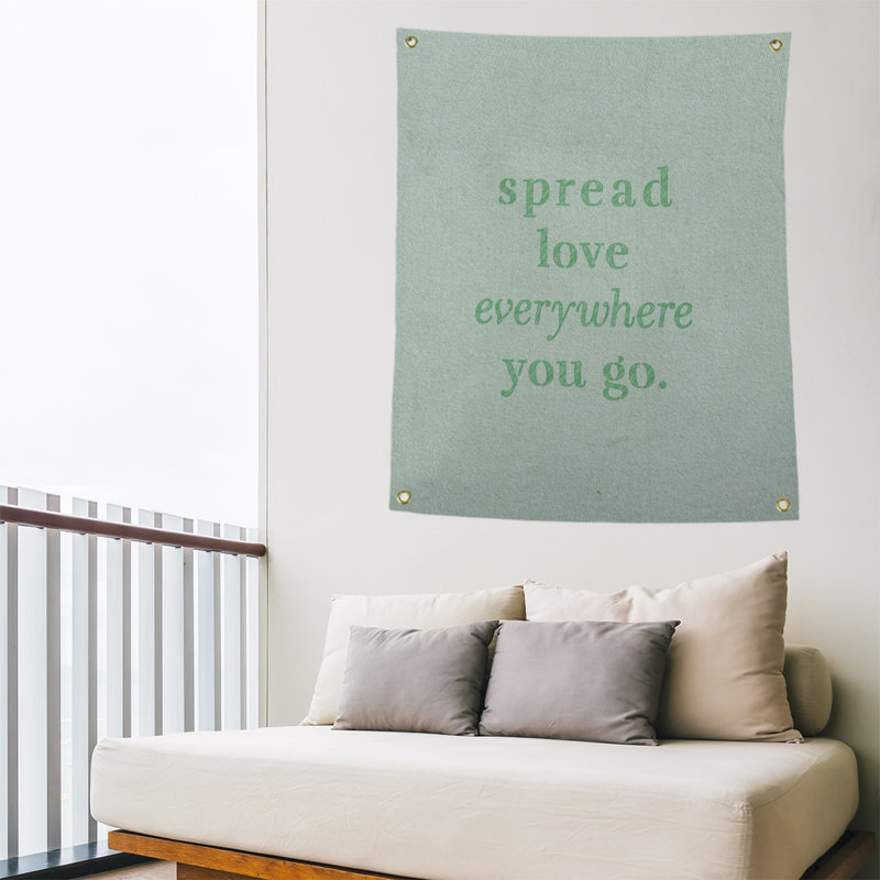 Tapisserie de polyester à l’quoted love quot, H 36 po x l 26 po, Vert