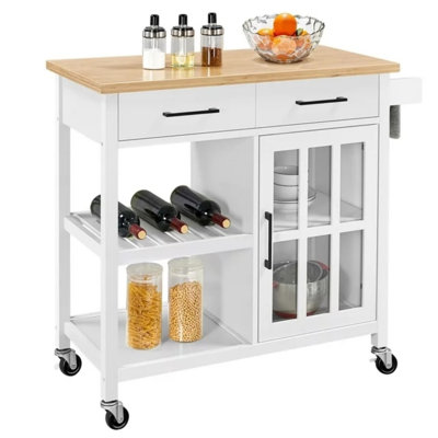 Leighanne Rolling Kitchen Island with Manufactured Wood Top by Red Barrel Studio